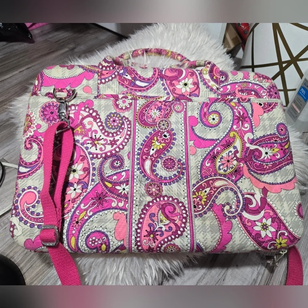 Vera Bradley Quilted Hard Shell Laptop Crossbody Case Paisley Meets Plaid